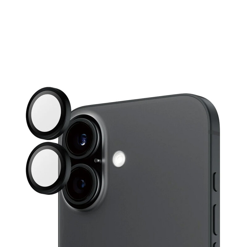 Folie iPhone 16 pentru lentile camera PanzerGlass® Hoops® Series, negru
