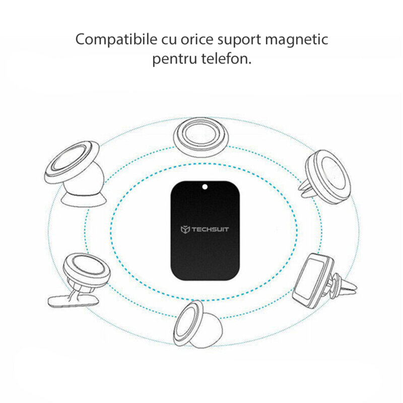 [Set 2x] Placuta metalica pentru suport magnetic telefon Techsuit MP03, negru