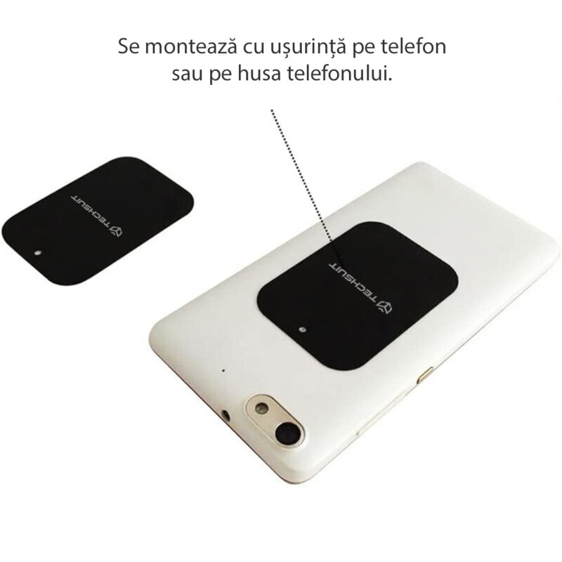 [Set 2x] Placuta metalica pentru suport magnetic telefon Techsuit MP03, negru