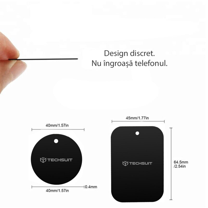 [Set 2x] Placuta metalica pentru suport magnetic telefon Techsuit MP03, negru