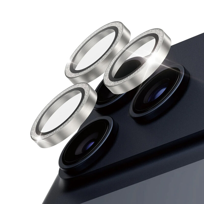 Folie iPhone 17 Pro pentru lentile camera PanzerGlass® Hoops® Series, argintiu