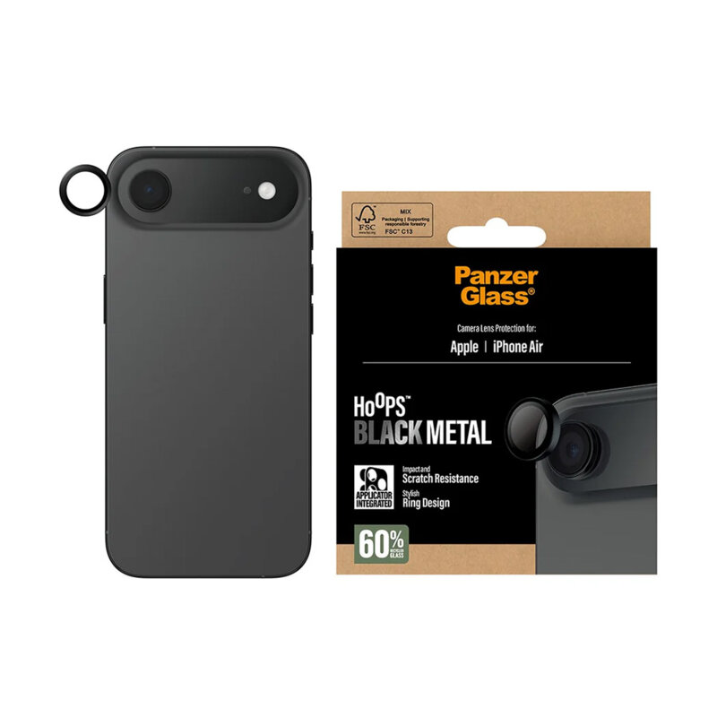 Folie iPhone 17 Air pentru lentile camera PanzerGlass® Hoops® Series, negru