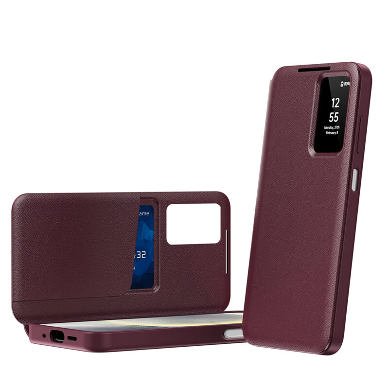 Husa tip carte Samsung Galaxy A17 5G SmartView Series, rosu