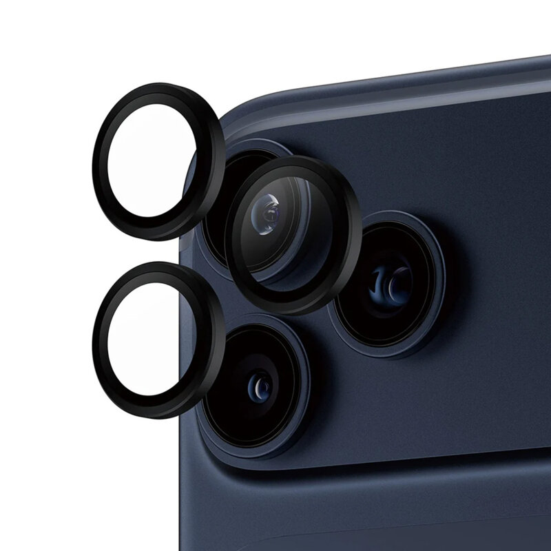 Folie iPhone 17 Pro pentru lentile camera PanzerGlass® Hoops® Series, negru