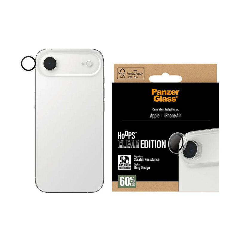 Folie iPhone 17 Air pentru lentile camera PanzerGlass® Hoops® Series, transparenta