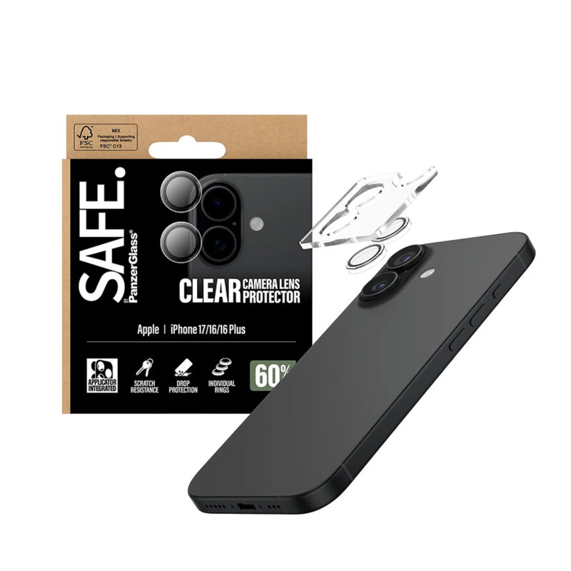 Folie iPhone 16 Plus pentru lentile camera SAFE. by PanzerGlass®, transparenta