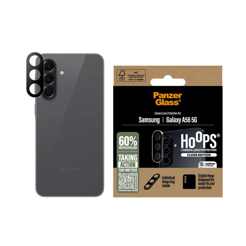Folie Samsung Galaxy A56 5G pentru lentile camera PanzerGlass® Hoops® Series, transparenta