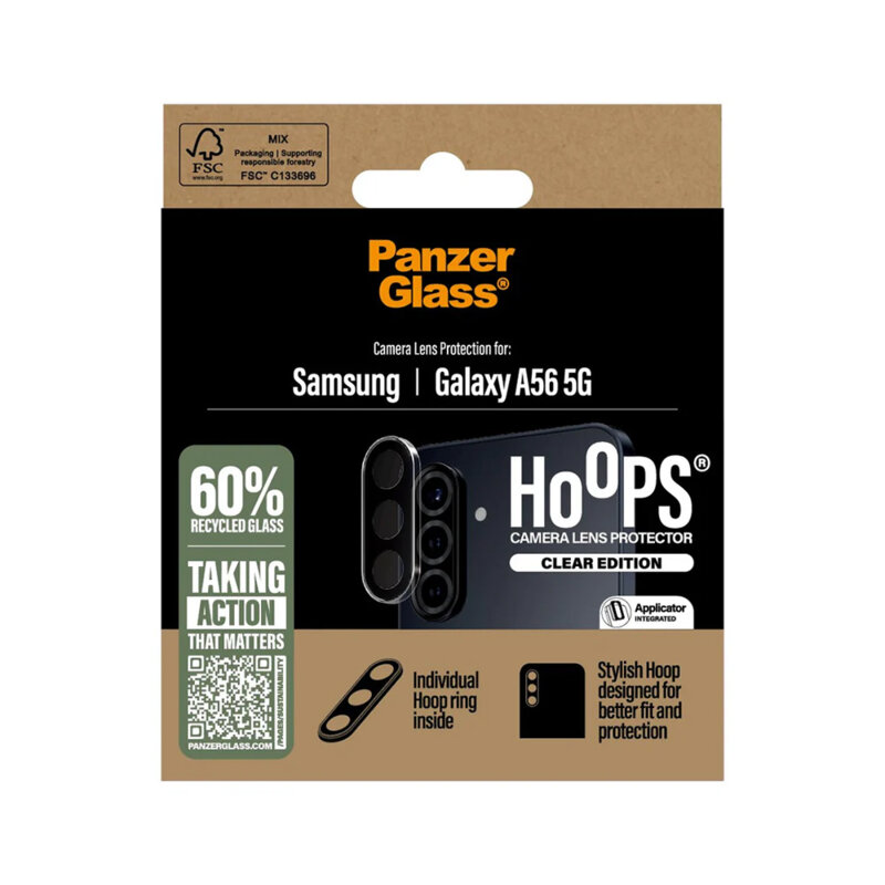 Folie Samsung Galaxy A56 5G pentru lentile camera PanzerGlass® Hoops® Series, transparenta
