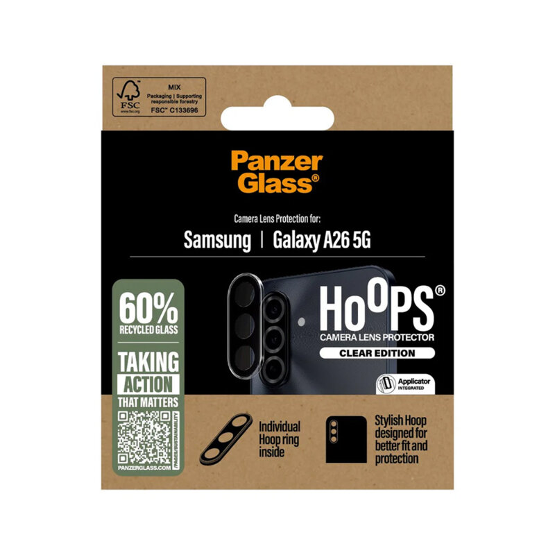 Folie Samsung Galaxy A26 5G pentru lentile camera PanzerGlass® Hoops® Series, transparenta