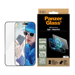 Folie iPhone 16 Pro mata gaming PanzerGlass® Ultra-Wide Fit, negru