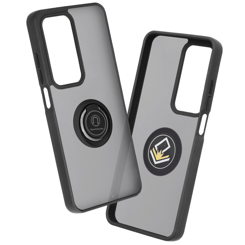 Husa Oppo A5 5G Techsuit Glinth cu inel suport stand magnetic, negru