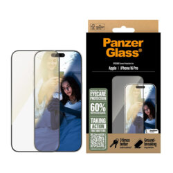 Folie iPhone 16 Pro PanzerGlass® Ultra-Wide Fit EyeCare, negru