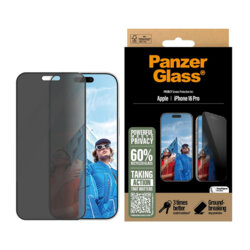 Folie iPhone 16 Pro PanzerGlass® Privacy Ultra-Wide Fit w. EasyAligner, negru