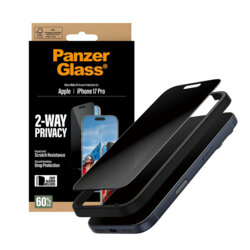 Folie iPhone 17 Pro PanzerGlass® 2-Way Privacy Ultra-Wide Fit w. EasyAligner, negru