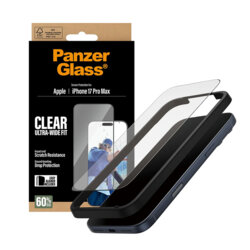 Folie iPhone 17 Pro Max PanzerGlass® Ultra-Wide Fit w. EasyAligner, negru