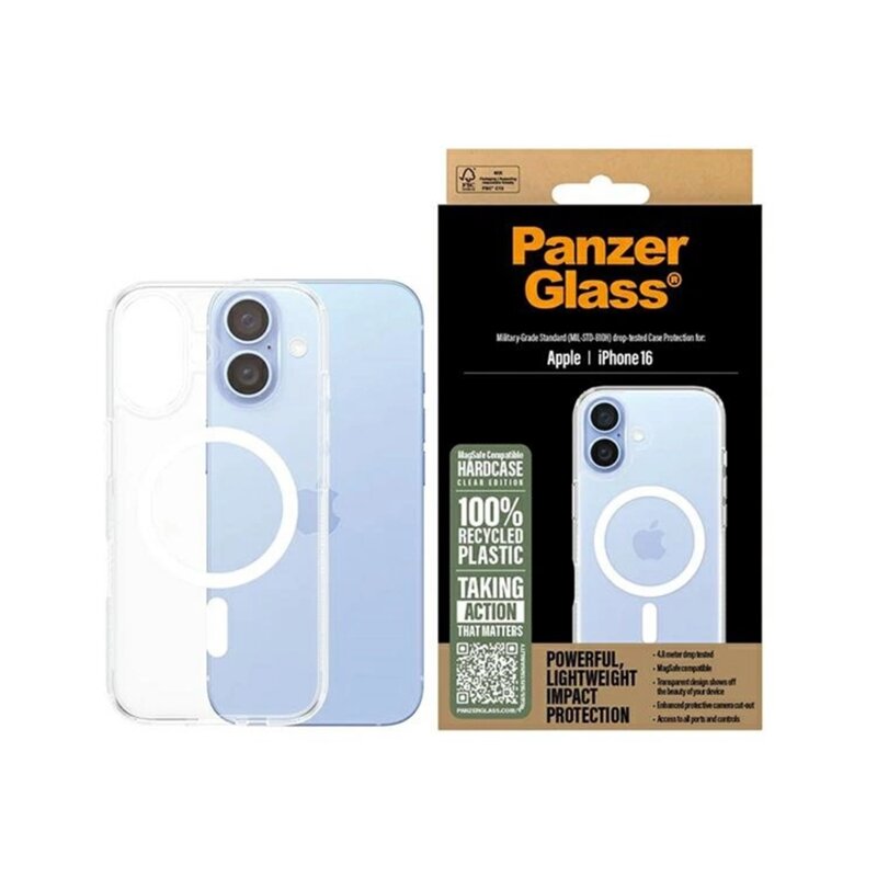 Husa iPhone 16 PanzerGlass® HardCase White MagSafe Series, transparenta