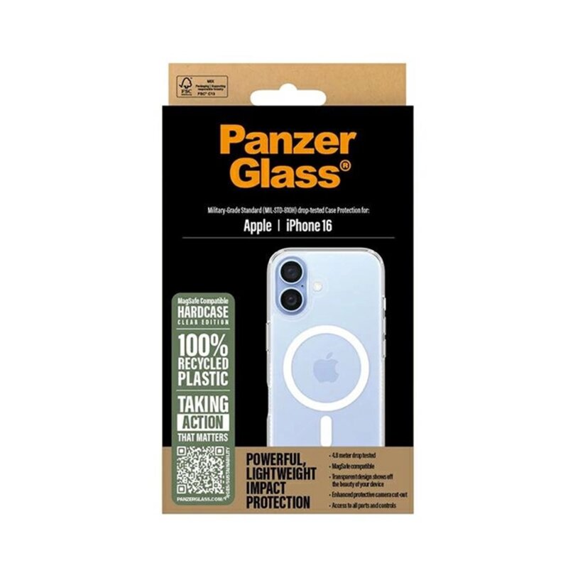 Husa iPhone 16 PanzerGlass® HardCase White MagSafe Series, transparenta