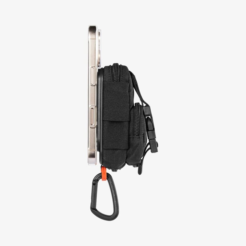 Husa, potrofel telefon MagSafe cu holder Spigen Snap Zip, negru