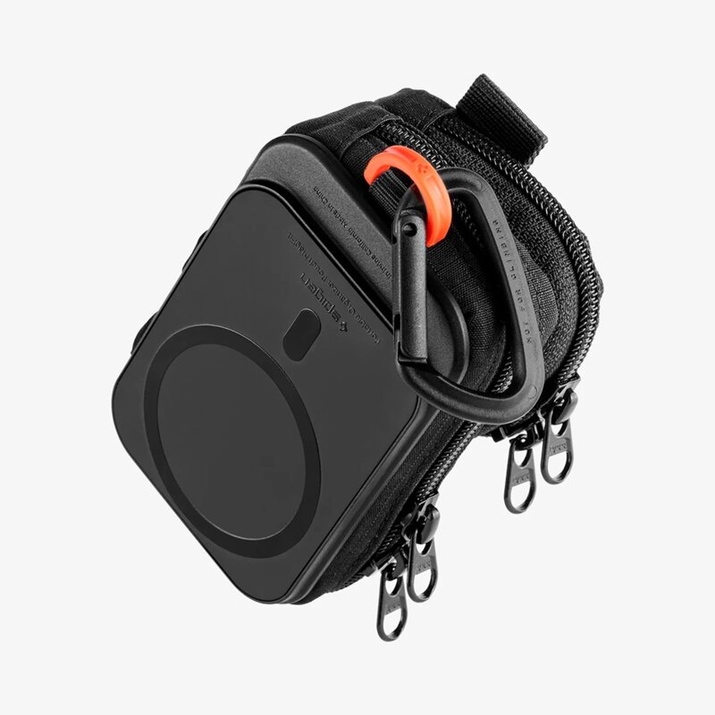 Husa, potrofel telefon MagSafe cu holder Spigen Snap Zip, negru