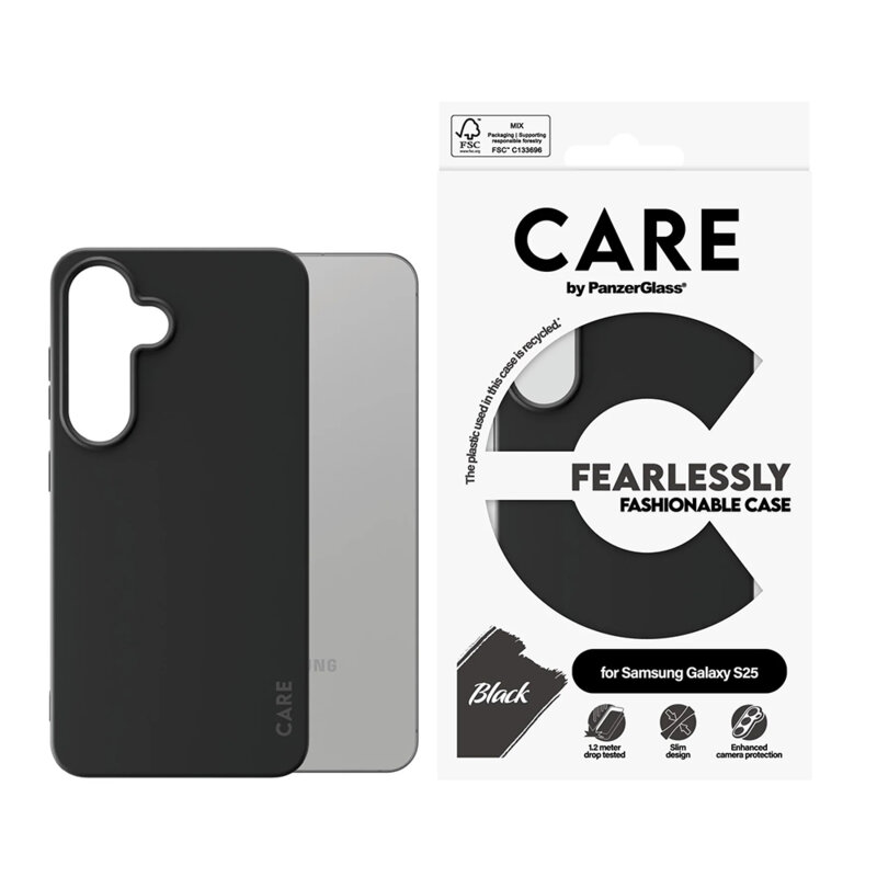 Husa Samsung Galaxy S25 CARE by PanzerGlass® Fashionable, negru