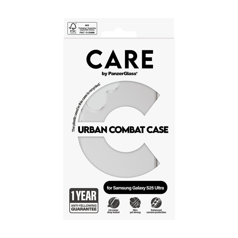 Husa Samsung Galaxy S25 PanzerGlass® CARE Flagship Urban Combat, transparenta