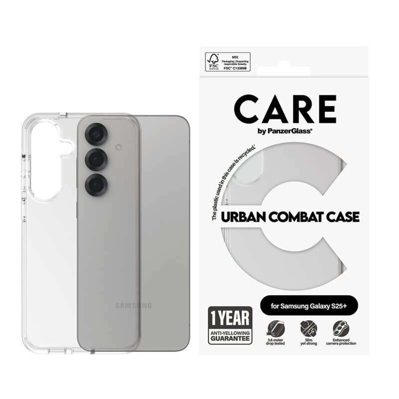 Husa Samsung Galaxy S25 Plus PanzerGlass® CARE Flagship Urban Combat, transparenta