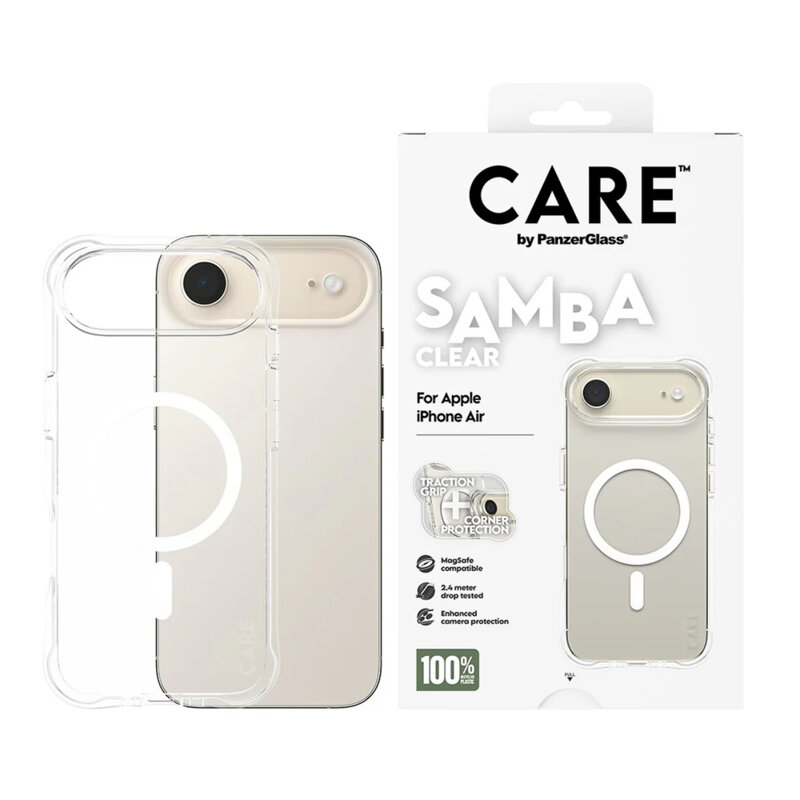 Husa iPhone 17 Air CARE by PanzerGlass® Fashionable w. White MagSafe, transparenta