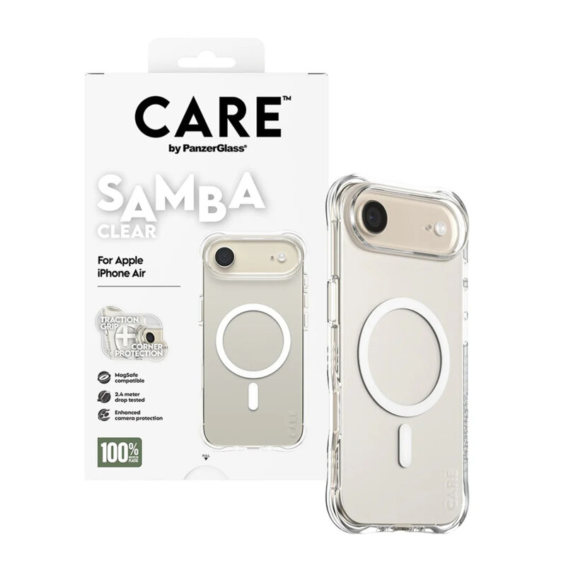 Husa iPhone 17 Air CARE by PanzerGlass® Fashionable w. White MagSafe, transparenta