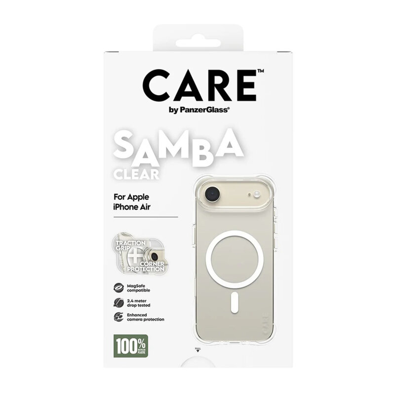 Husa iPhone 17 Air CARE by PanzerGlass® Fashionable w. White MagSafe, transparenta