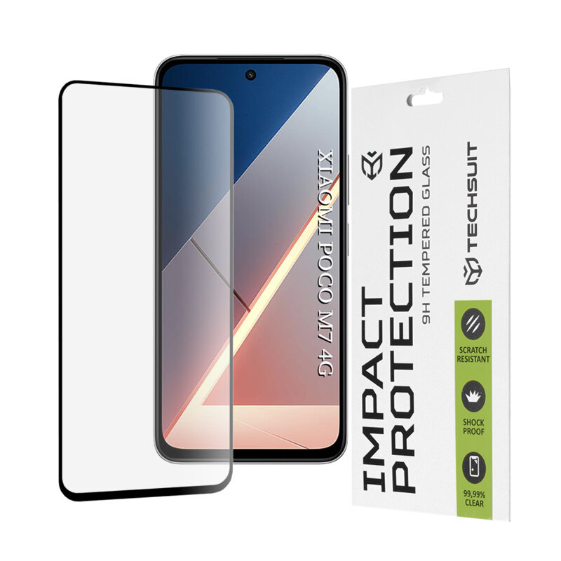Folie sticla Xiaomi Poco M7 4G Techsuit 111D Full Glue Full Cover, negru