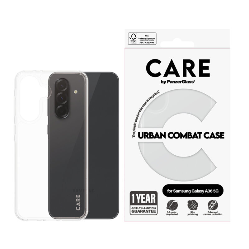 Husa Samsung Galaxy A36 5G PanzerGlass® CARE Flagship Urban Combat, transparenta