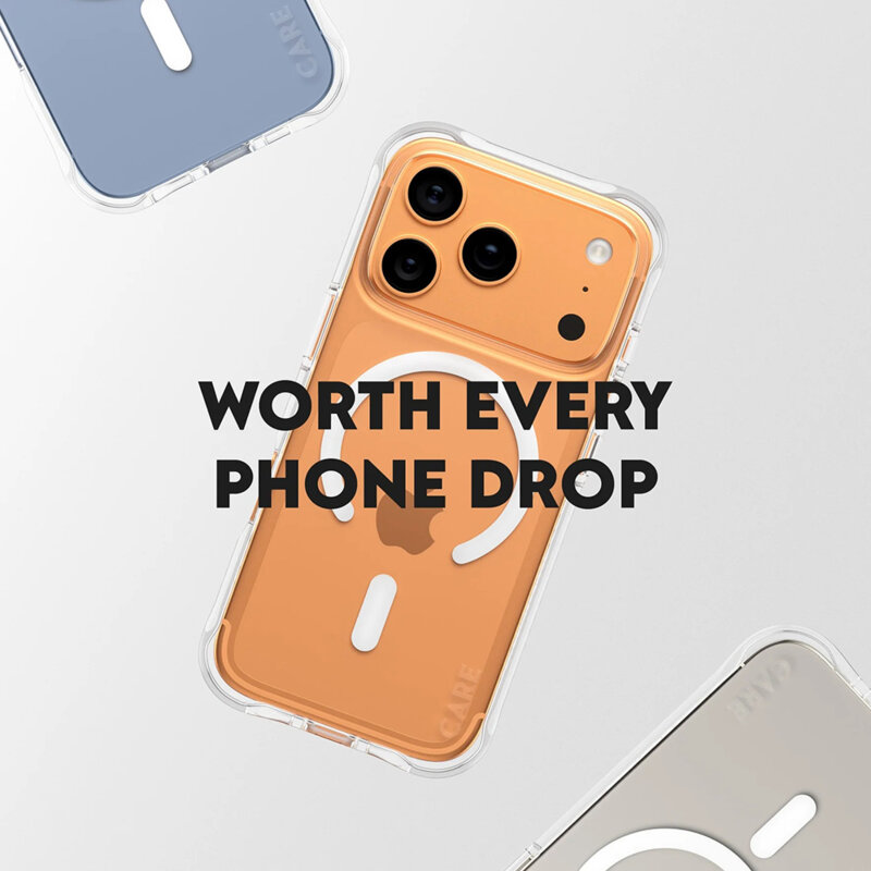 Husa iPhone 17 Pro CARE by PanzerGlass® Fashionable w. White MagSafe, transparenta