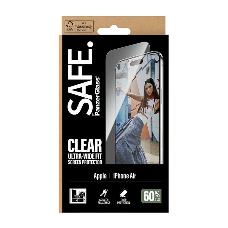 Folie iPhone 17 Air SAFE. by PanzerGlass® Ultra-Wide Fit w. EasyAligner, transparenta