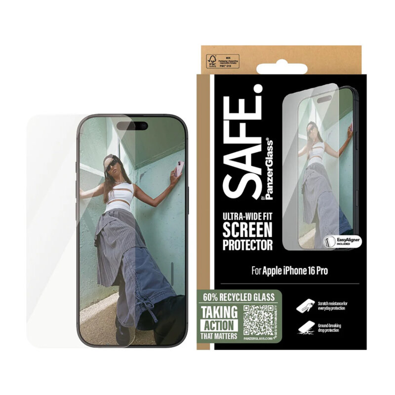 Folie iPhone 16 Pro SAFE. by PanzerGlass® Ultra-Wide Fit, transparenta