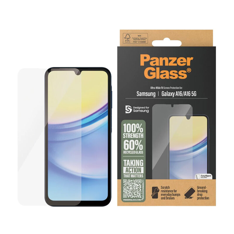 Folie Samsung Galaxy A16 5G PanzerGlass® Ultra-Wide Fit w. EasyAligner, negru