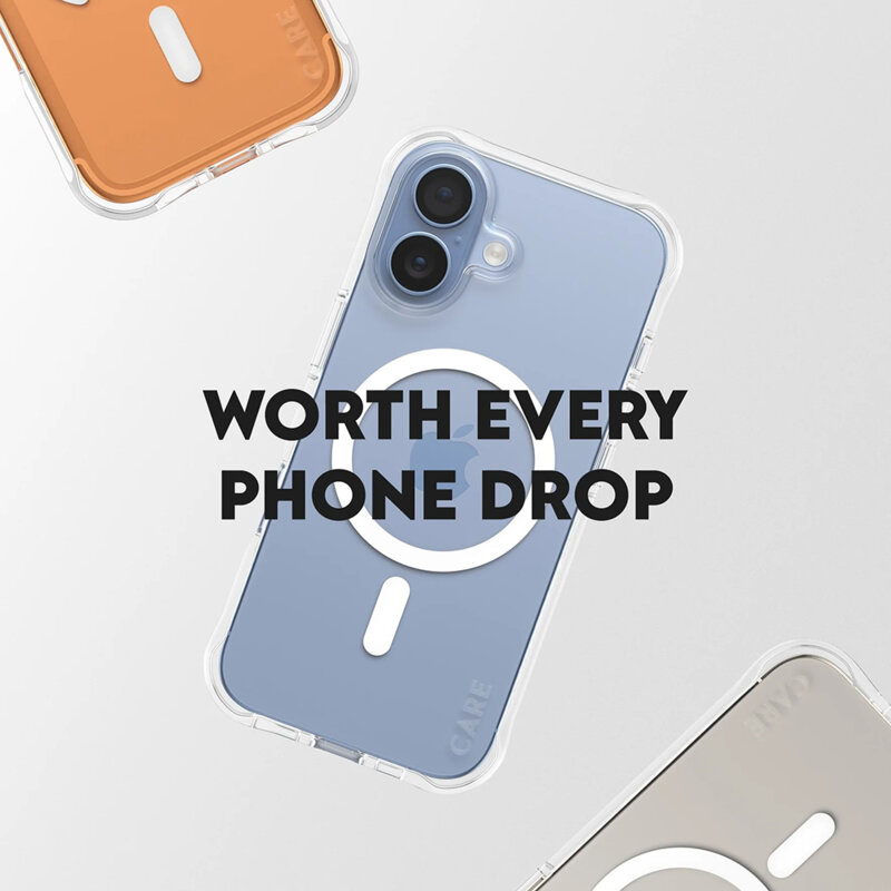 Husa iPhone 17 CARE by PanzerGlass® Fashionable w. White MagSafe, transparenta