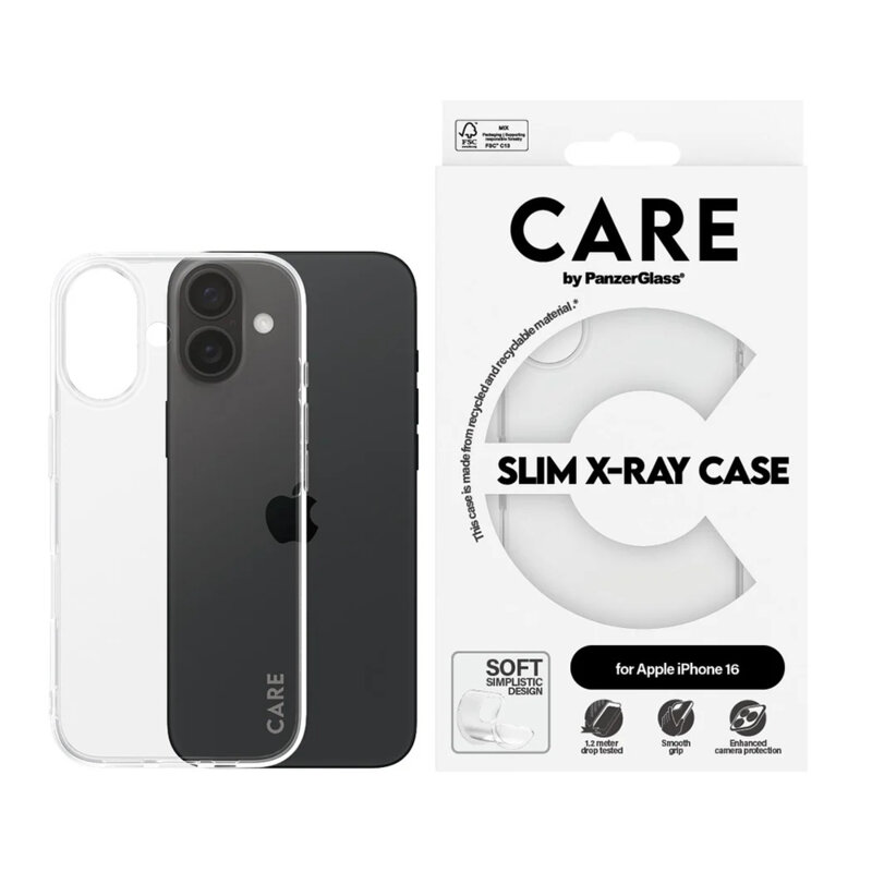Husa iPhone 16 CARE by PanzerGlass® Fashionable, transparenta