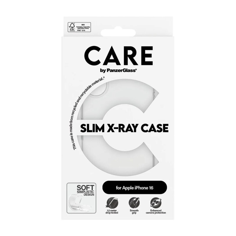 Husa iPhone 16 CARE by PanzerGlass® Fashionable, transparenta