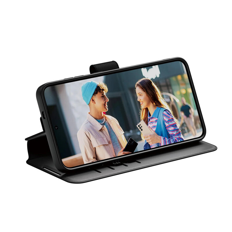 Husa Samsung Galaxy S25 Plus PanzerGlass® CARE Feature Kickstand Wallet Case, negru