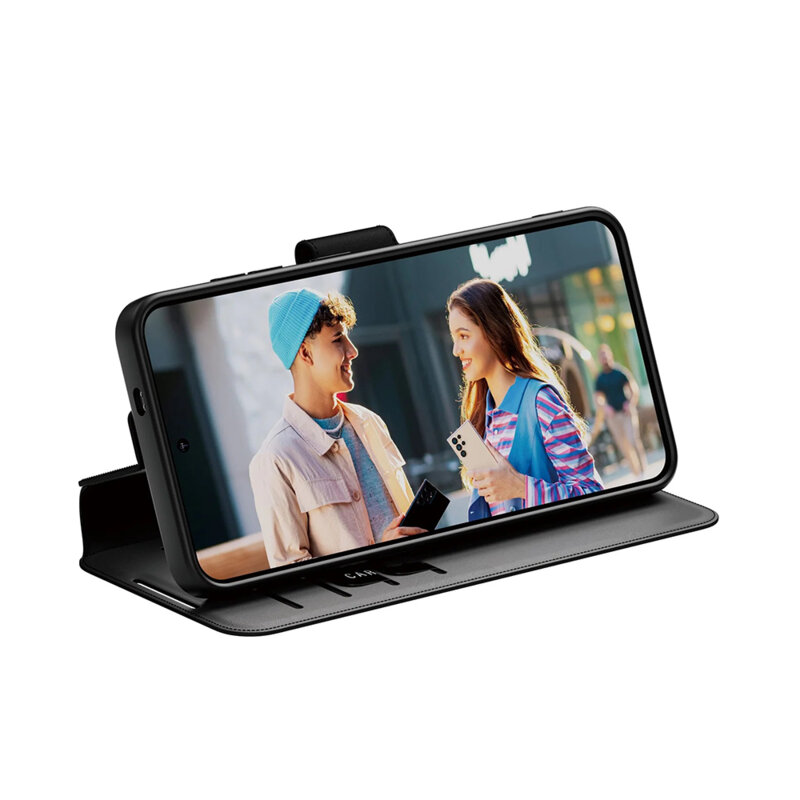 Husa Samsung Galaxy S25 PanzerGlass® CARE Feature Kickstand Wallet Case, negru