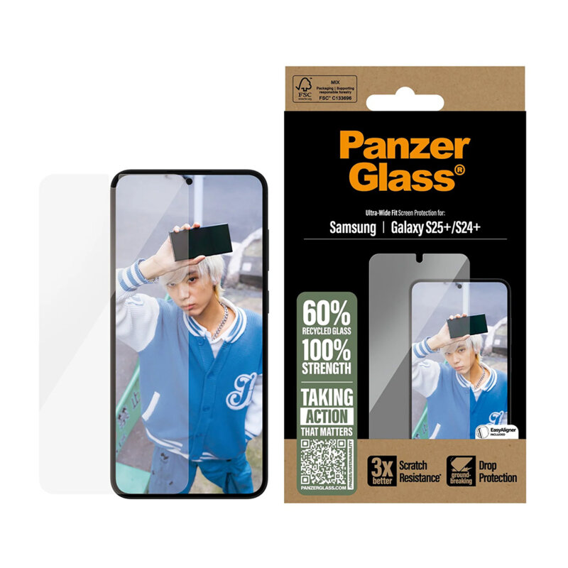 Folie Samsung Galaxy S25 Plus PanzerGlass® Ultra-Wide Fit, transparenta
