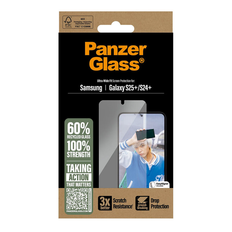 Folie Samsung Galaxy S25 Plus PanzerGlass® Ultra-Wide Fit, transparenta