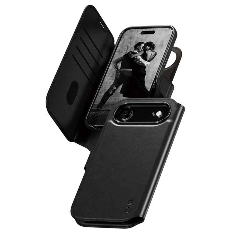 Husa iPhone 17 Air PanzerGlass® CARE Feature MagSafe Case Tango Two-in-One Wallet, negru