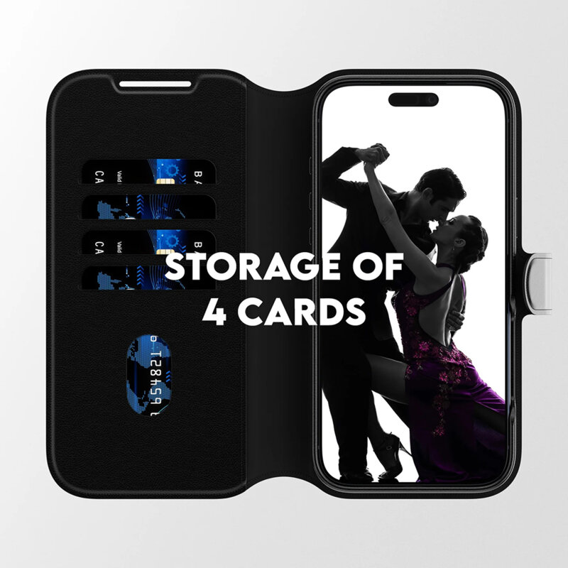 Husa iPhone 17 Pro Max PanzerGlass® CARE Feature MagSafe Case Tango Two-in-One Wallet, negru