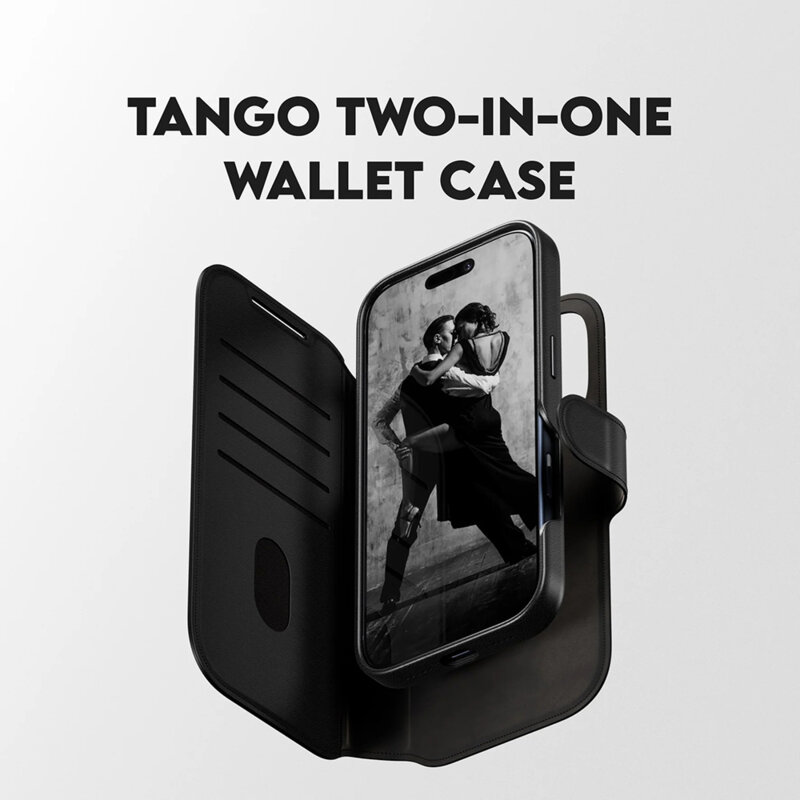 Husa iPhone 17 Pro PanzerGlass® CARE Feature MagSafe Case Tango Two-in-One Wallet, negru