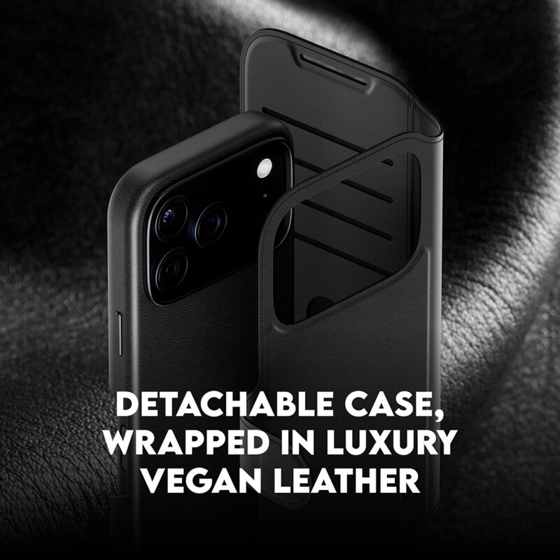 Husa iPhone 17 Pro PanzerGlass® CARE Feature MagSafe Case Tango Two-in-One Wallet, negru