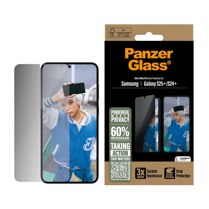 Folie Samsung Galaxy S25 Plus PanzerGlass® Privacy Ultra-Wide Fit, clear