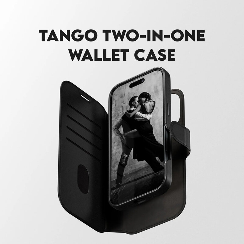 Husa iPhone 17 PanzerGlass® CARE Feature MagSafe Case Tango Two-in-One Wallet, negru