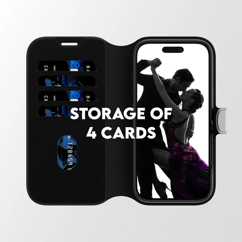 Husa iPhone 17 PanzerGlass® CARE Feature MagSafe Case Tango Two-in-One Wallet, negru