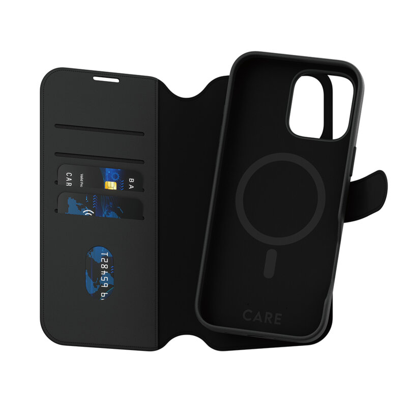 Husa iPhone 16 Pro Max PanzerGlass® CARE Feature MagSafe Case Tango Two-in-One Wallet, negru